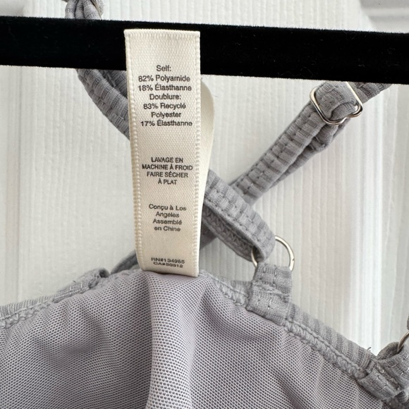 For Love & Lemons Ribbed Strappy Bralette Gray M Crop Top Adjustable Back - Picture 5 of 5